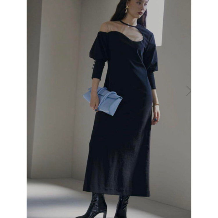 【Ameri VINTAGE】LAKE CURVE TRICOT RIB DRESS | クオッタで格安レンタル